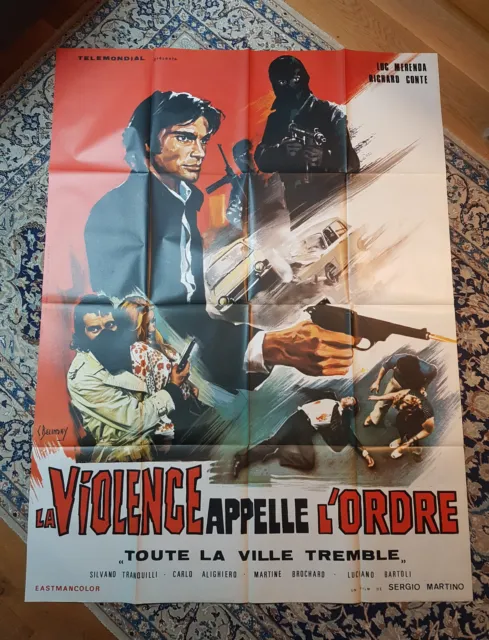 Affiche 1973 La violence appelle l'ordre 120x160 Sergio MARTINO Illust. BELINSKY