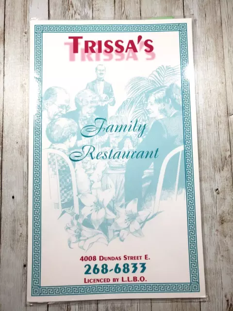 Trissa’s Family Restaurant Menu Dundas Street London Ontario Defunct Location