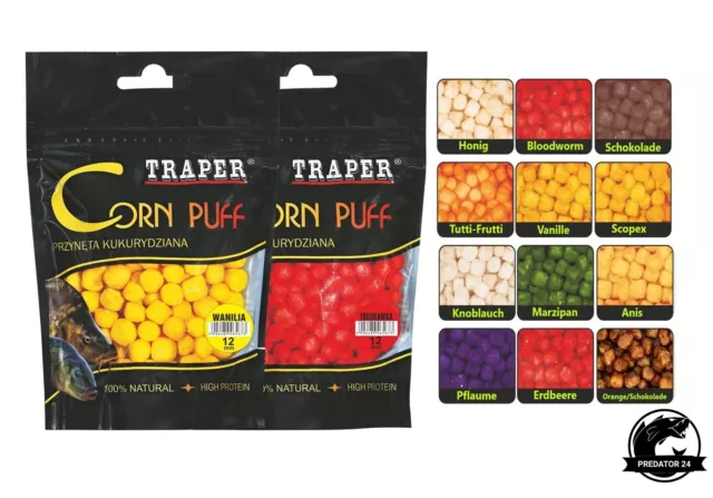 Traper Corn Puff Pop Up Mais Angelfutter Köder 4mm 8mm 20g verschiedene Farben