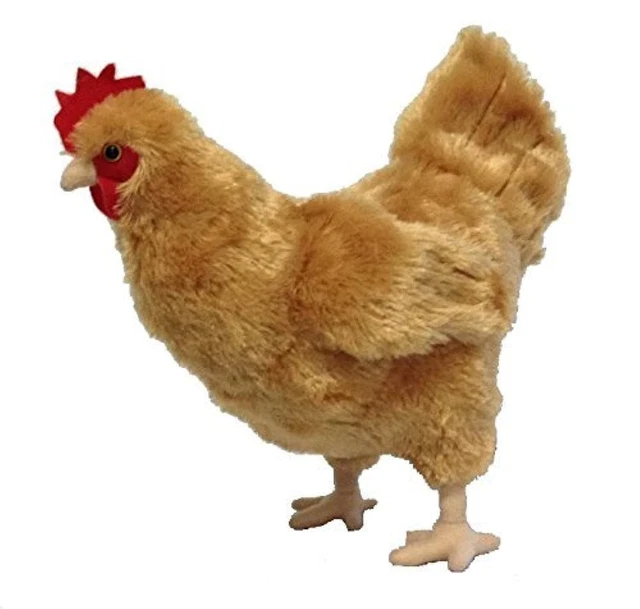 Adore 12 Inch Standing Pearl The Hen Plush With Baby Chick Stuffed Animal Toy