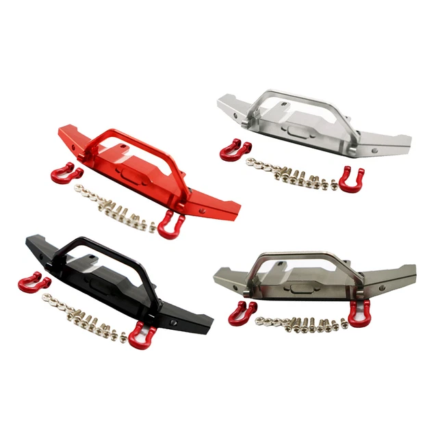 Pare-chocs RC en alliage d'aluminium pour crawler RC 1/10, pare-chocs avant et arrière réglables avec barre de protection contre les chocs pour voitures télécommandées SCX10 (Argent Pare-chocs RC en alliage d'aluminium pour crawler RC 1/10, pare-chocs avant et arrière réglables avec barre de protection contre les chocs pour voitures télécommandées SCX10 (Argent