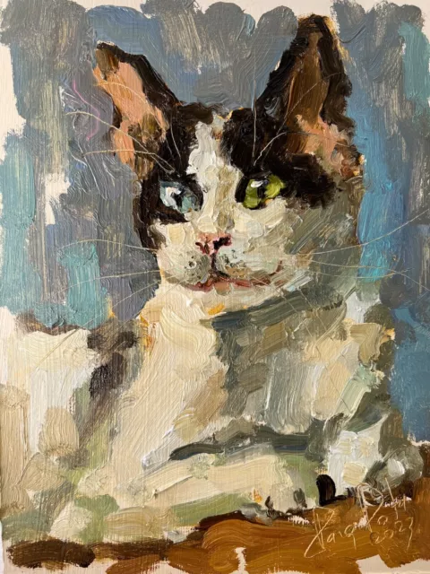 Cat Portrait Cat Oil Painting White Cat ArtWork Cat Lovers Gift Pet Portrait