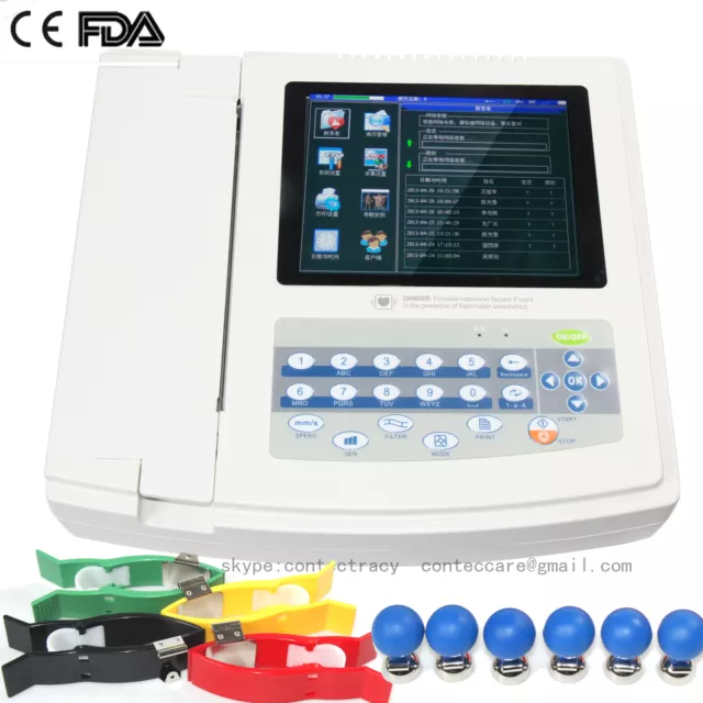 CONTEC ECG1200G Digital 12 channel lead EKG Electrocardiograph,printer paper*10