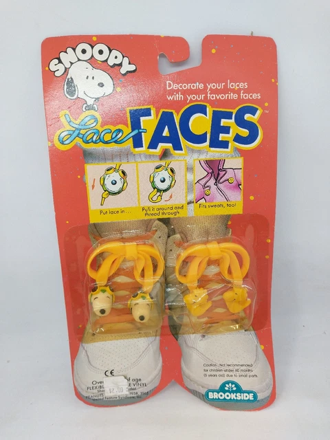 Vintage 1989 Peanuts Snoopy & Woodstock Lace Faces Brookside Shoe Accessories