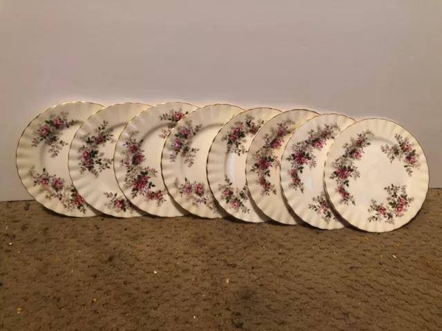 Eight  5  Inch  Plates  Of Royal  Albert  Lavender  Rose  Gold  Trim Like New