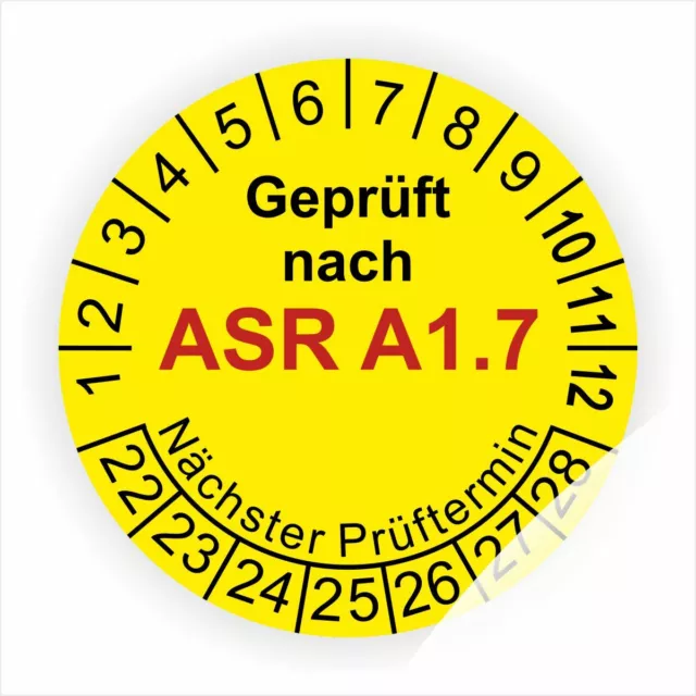 Prüfplaketten Geprüft nach ASR A1.7  Ø:20-30mm Staffelpreise Wartung Plaketten