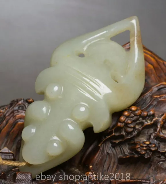 3.9 " Old Chinese Natural Hetian Jade Carved Fengshui Animal frog Wealth Pendant