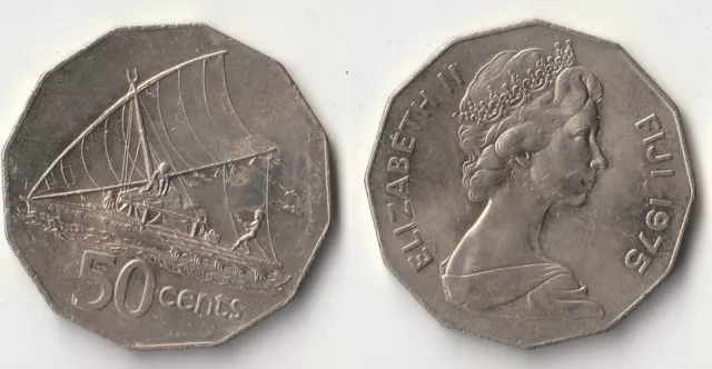 1975 Fiji 50 cents coin