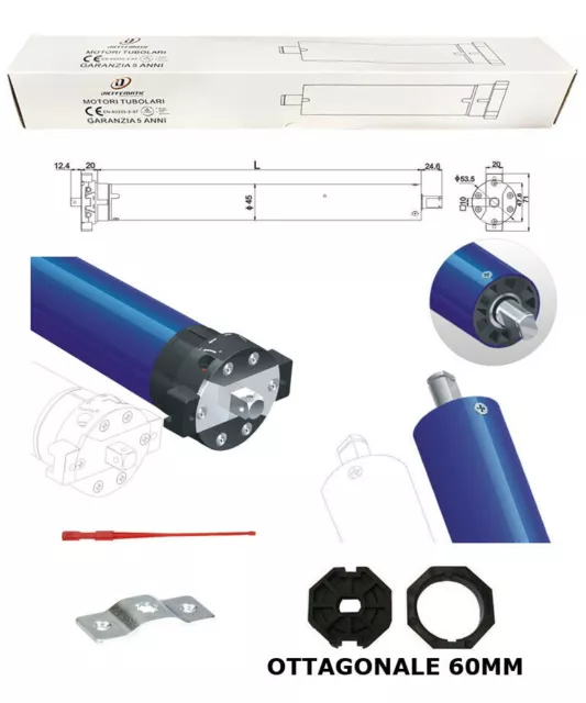 SET KIT MOTORE MOTORIZZAZIONE AUTOMAZIONI PER TAPPARELLA TAPPARELLE 50 Kg 20 NM