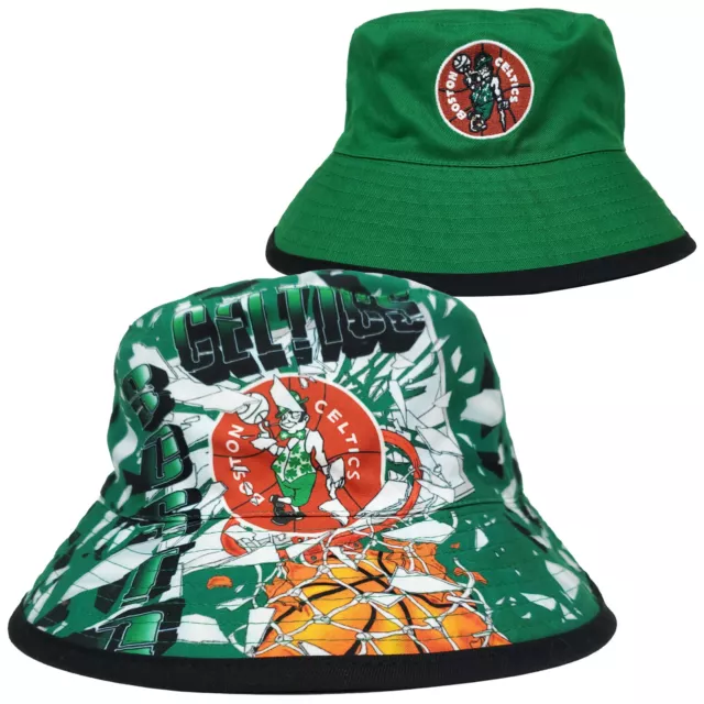Boston Celtics Mitchell & Ness NBA Reversible Cubo Sombrero Gorra Mediana-Grande Nuevo