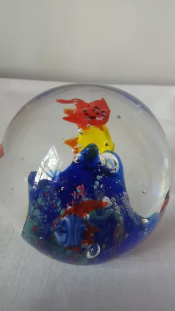 Vintage Hand Blown Glass Paperweight "Under the Sea" Fish Figurine 3