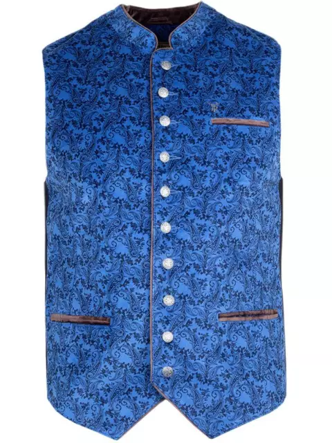 Trachtenweste Luca Samt blau Herren Weste Gilet Paisley TrachtenRebell Samtweste