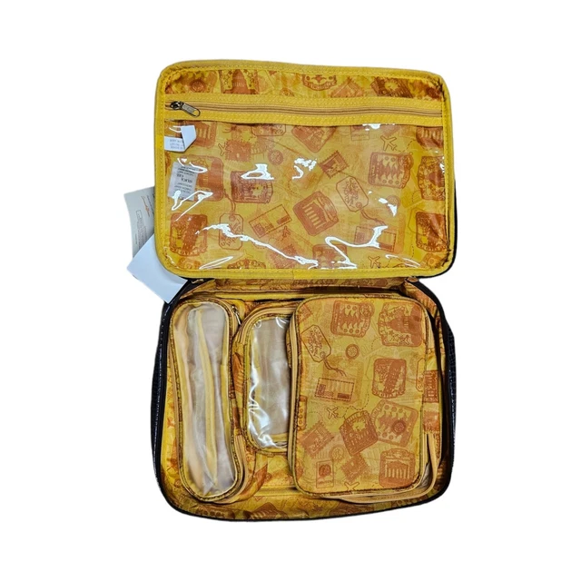 SAMANTHA BROWN Blue CROC Embossed 3 REMOVABLE Cosmetic Toiletry Travel Case NWT!