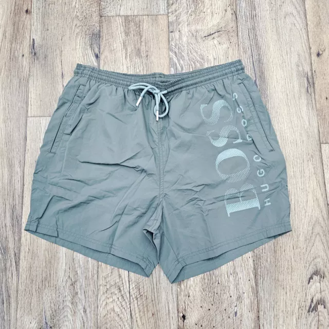 HUGO BOSS Mens Octopus Logo Print Swim Shorts Trunks - Open Green - Size XL