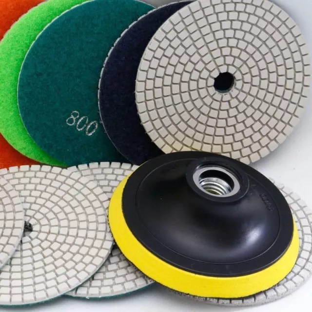 5 inch Diamond Polishing Pads Wet/Dry Set Granite Concrete Marble Stone 8 Piece