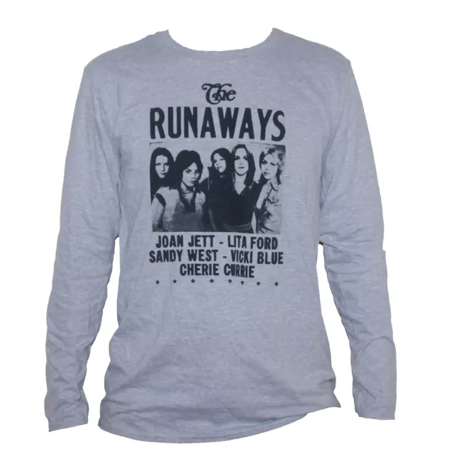 The Runaways Hard Rock Punk T shirt Long Sleeve Grey Unisex