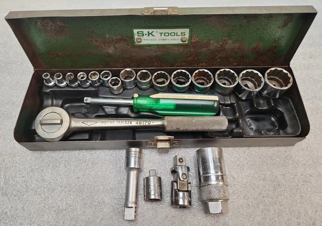 Vintage S-K Tools 3/8" & 1/4'' Drive SAE Socket Set  21 Pieces  USA