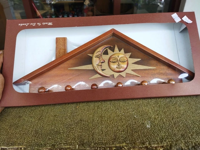 Sun Moon Hanger Wooden Antique Hand Old Cloth Wall Carved Hook Vintage Key Hang 2