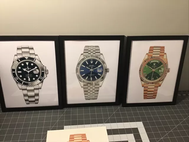 Set Of Three High Quality Rolex Prints Submariner oyster perpetual day date just