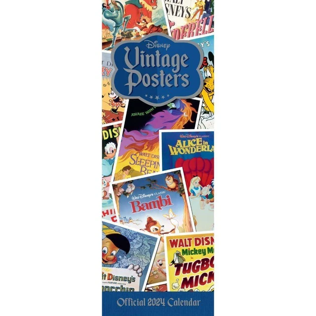 DISNEY VINTAGE POSTERS 2024 Slim Calendar 11.31 PicClick