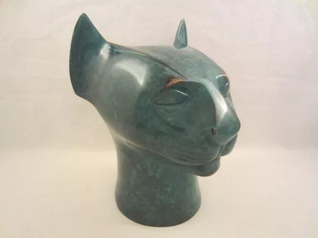 Katze Figur Büste Skulptur Bronze & Emaille Antiquität Alt Antik Ägypten Bastet
