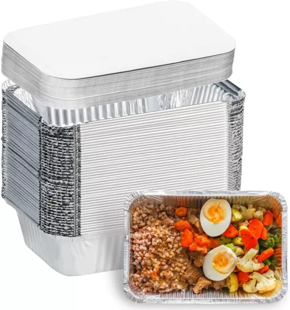 Aluminium Foil Food Containers with Lids Takeaway Rectangular Baking Trays