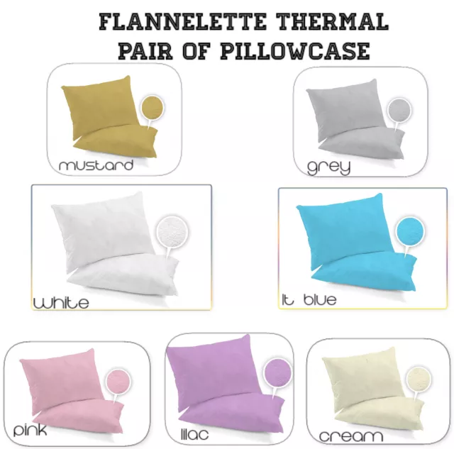 Flannelette Pair of Pillowcase 100%Brushed Cotton Thermal Pillow Cover 19 x 29''