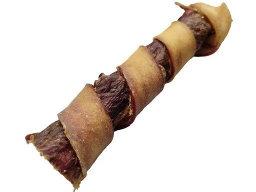 Rinderstange Rinderspeiseröhre mit Rinderhaut Kausnack getrocknet 15 cm 1 Stück