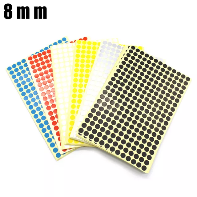 8mm Dot Stickers Round Sticky Self Adhesive Spot Circles Paper Labels 6 Colors