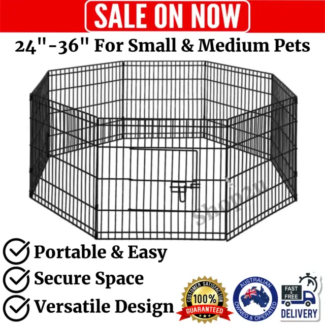 New PET ENCLOSURE DOG PEN PUPPY PLAYPEN Portable Cage Fence Rabbit Play 8 Panel