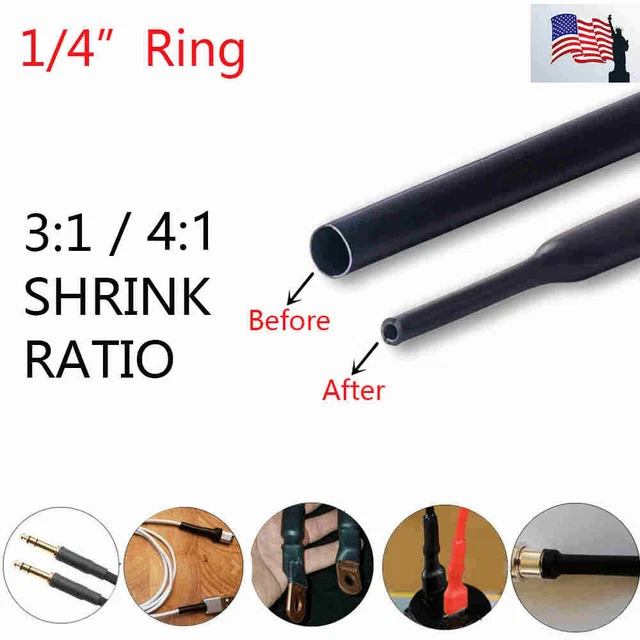 1/4"Heat Shrink Tubing 3:1 Marine Grade Wire Wrap Adhesive Glue Lined Waterproof