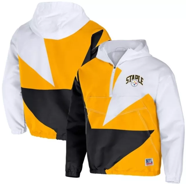 Men's NFL x Staple Gold Pittsburgh Steelers Lightweight Half Zip Jacket Size 2XL