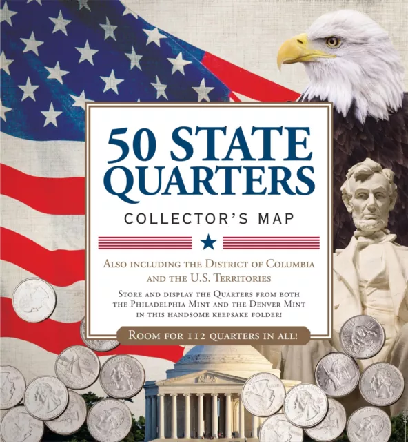 50 Fifty US State Map Folder Album Coin Holder Commemorative Quarters Collectors