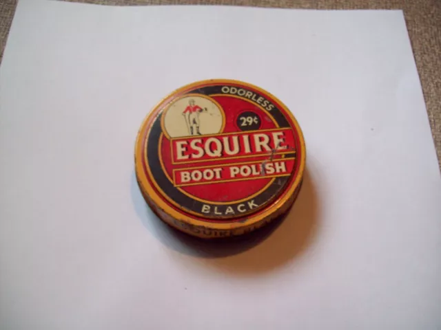 Vintage 1950s Esquire Shoe Shine Polish Black Tin With Some Polish