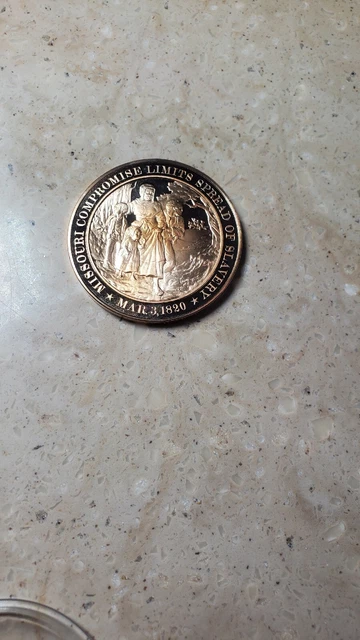 Missouri Compromise Limits Spread of Slavery March in 1820 Bronze 1 3/4" Medal