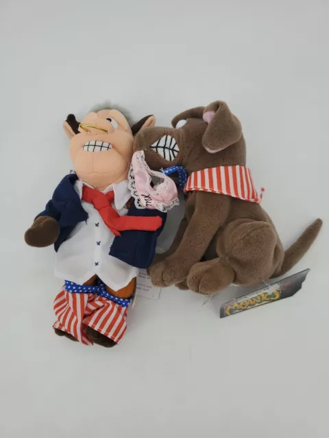Meanie Beanie Babies Infamous Series BULL BILL CLINTON & Dog Political Parody