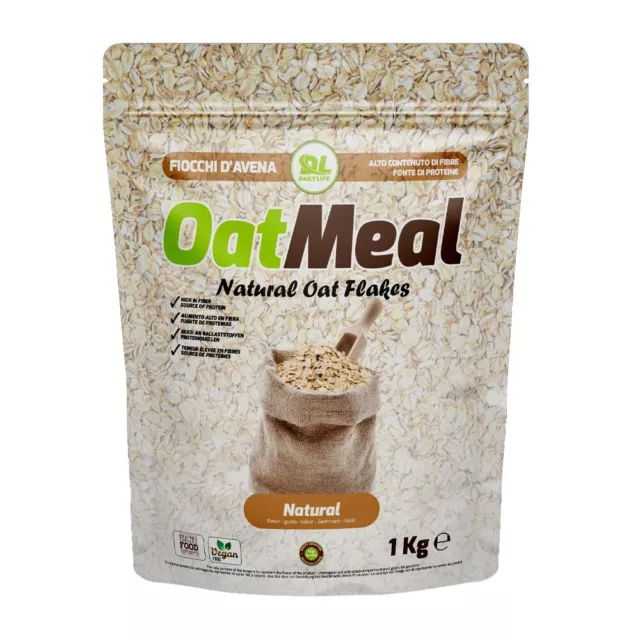 Dailylife Oatmeal Natural Oat Flakes 1 kg Fiocchi d'Avena Naturale Fibre Energia