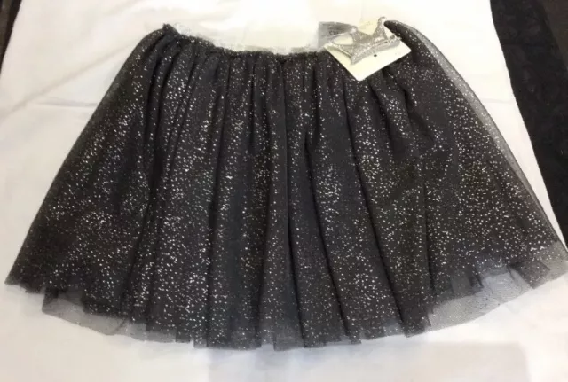 BLACK TUTU SKIRT 12 yrs Silver Sparkly BNWT NEXT & Glitter Crown Hair Clip