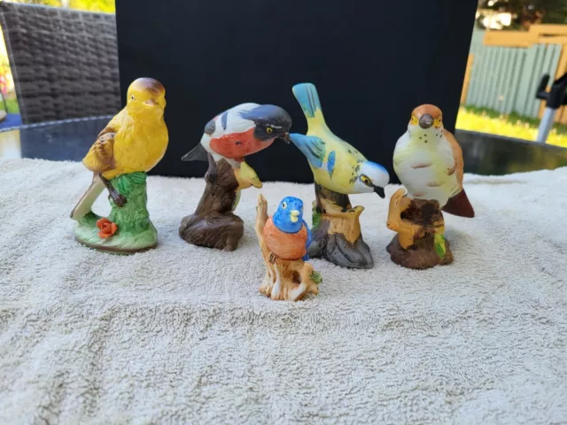 Lot Of 5 Ceramic Birds Woolbro, Etc Good Condition See Pictures