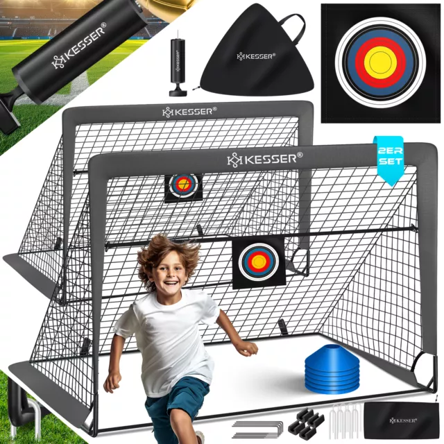 KESSER® 2x Fußballtore Pop-Up Kinder Fußball Tor Set mit 6x Hütchen Pumpe Tasche