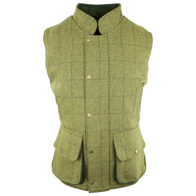 Mens Tweed Gilet Waistcoat Shooting Game Farm UK Made Long Length Sizes S - 4XL