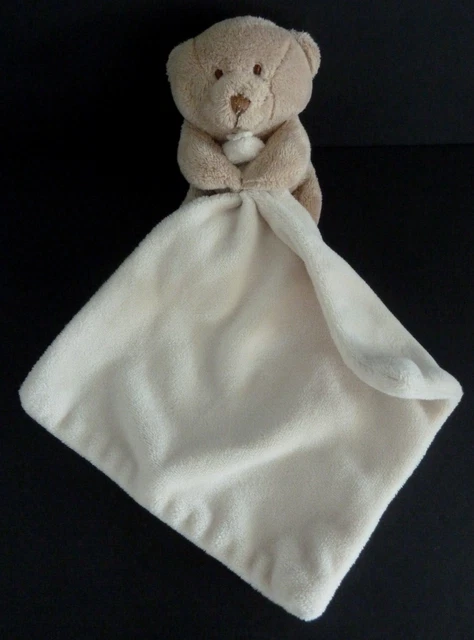 17. Doudou Et Compagnie Ours Marron Beige Avec Mouchoir Double Ecru Blanc -Ttbe*