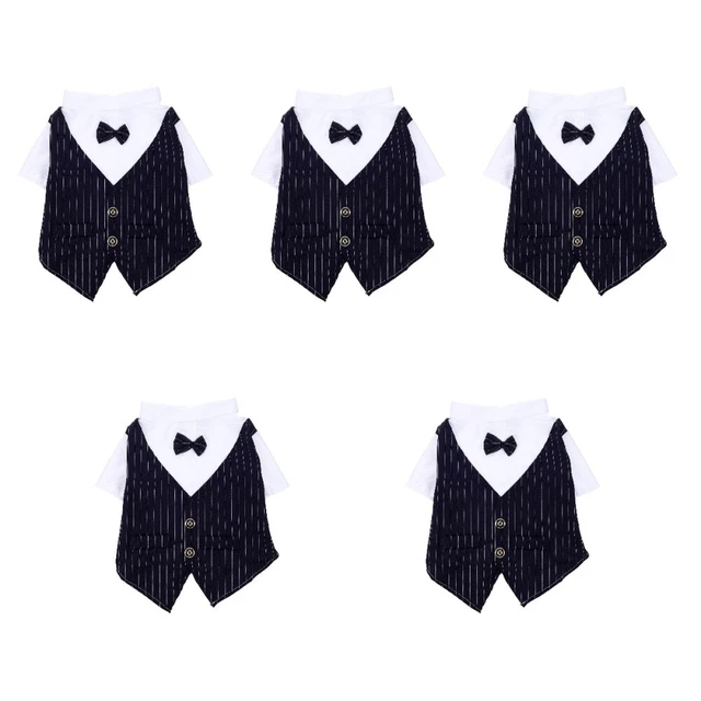 5 Pieces Formal Dog Suit Halloween Dress Shirts Boys Gentleman Dog Attire