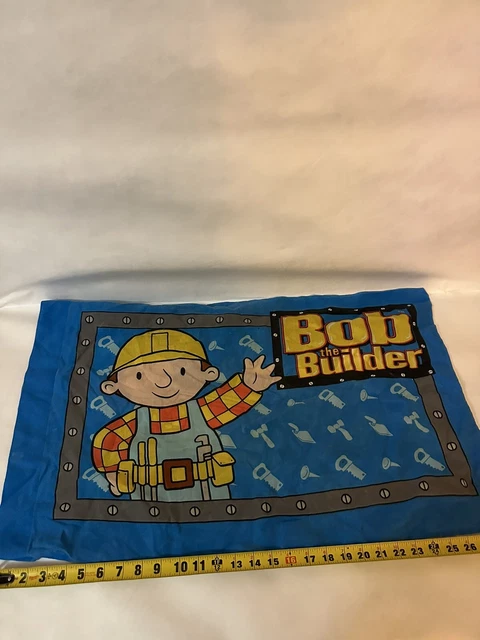 Funda de almohada Bob The Builder de colección tamaño estándar (2001) MUY BUENA 