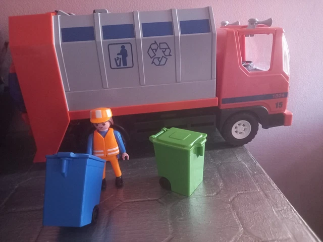 PLAYMOBIL ANCIEN CONTENEUR ROUGE CAMION POUBELLE REF 3470