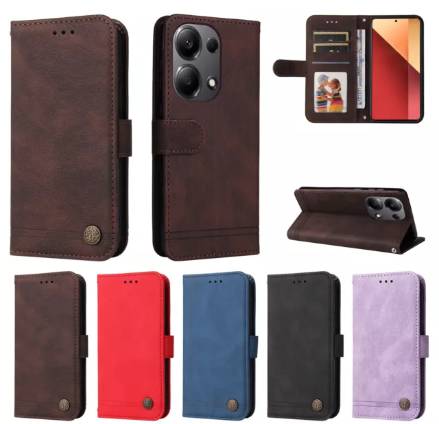 Hülle für Xiaomi Poco X6 M6 Note 13 Skin Feel PU Leder Geldbörse Etui Handyhülle