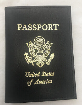 Genuine Leather US Passport Cover ID Holder Wallet Travel Case Handmade New BLK