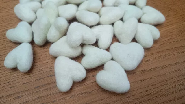 100% Wool Felt Hearts White Approx 3.5cm Crafting Garland Baby Mobile Nursery