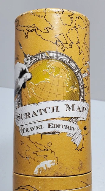 Scratchable Scratch Map Travel Edition Gold on White 16.5" x 11.7" New