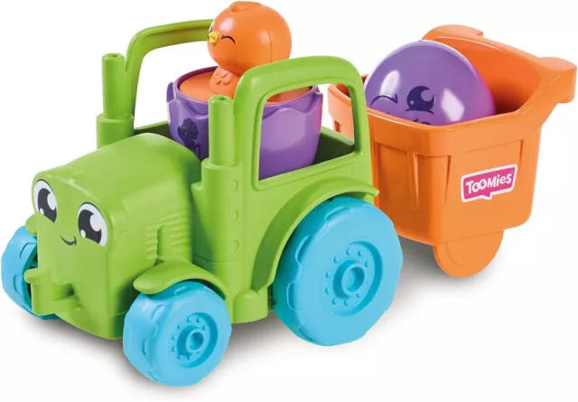 Toomies E73219C Tomy Hide and Squeak 2 in 1 Transforming Tractor, Push-Along Egg